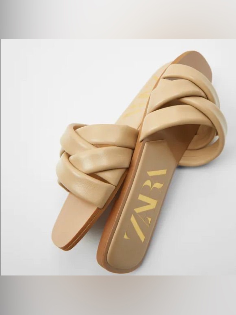 Zara Beige Braided Slides – Size 38